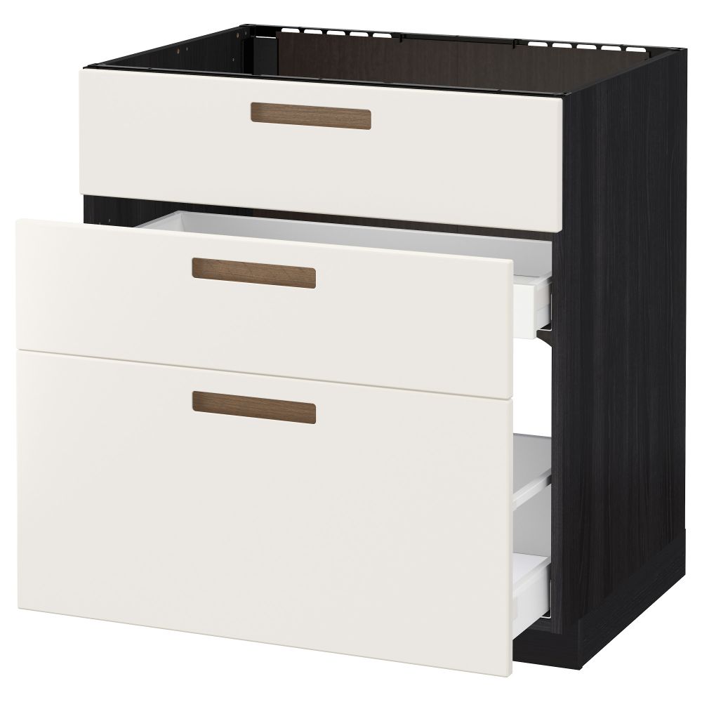 Напольный шкаф под мойку + 3 фронтальных панели, 2 ящика МЕТОД / МАКСИМЕРА, черный, Мэрста белый - схема-чертеж с размерами