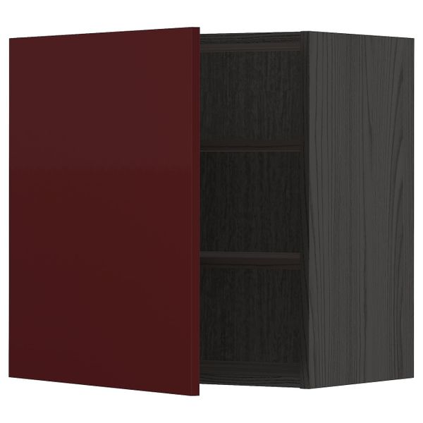 Шкаф навесной с полкой, черный Калларп/глянцевый темный красно-коричневый 60x60 см IKEA МЕТОД 393.278.08 - схема-чертеж с размерами