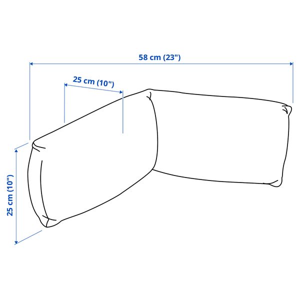 Подушка, 58x25 см, разноцветный, зеленый IKEA EKLUGGMAL 305.615.46 - схема-чертеж с размерами