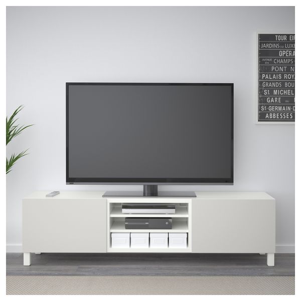 Тумба для ТВ с ящиками БЕСТО, белый, Лаппвикен светло-серый (180x40x48 см) - фото 2