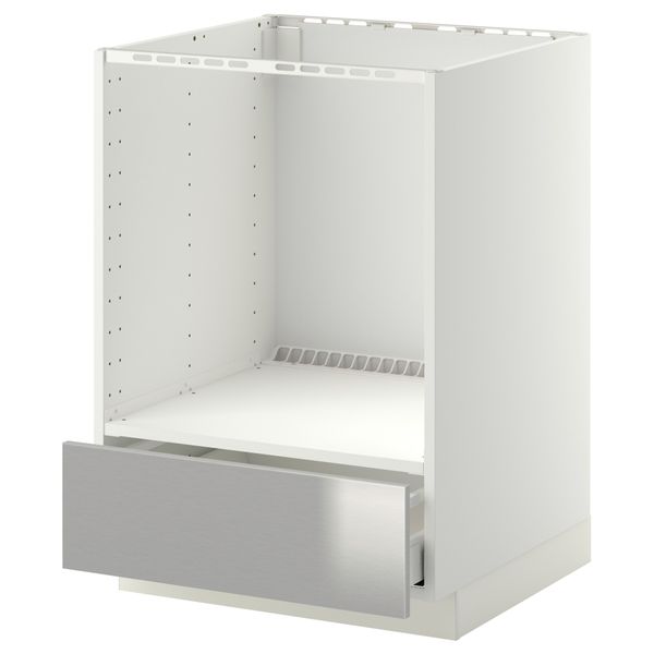 Напольный шкаф для духовки, с ящиком МЕТОД / МАКСИМЕРА, белый, Гревста нержавеющ сталь (60x60 см) - схема-чертеж с размерами