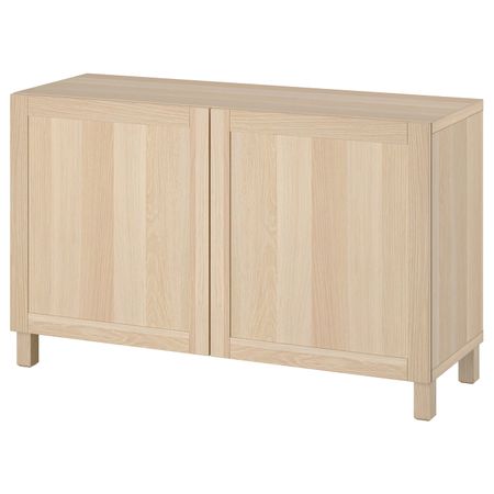 Комбинация для хранения с дверцами, под беленый дуб/ХАНВИКЕН/СТУББАРП под беленый дуб 120x42x74 см IKEA BESTÅ БЕСТО 494.329.36