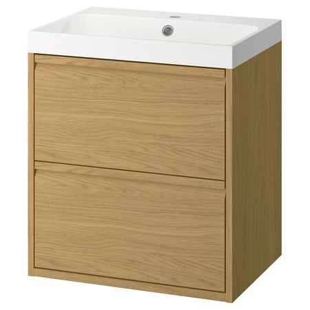 ÄNGSJÖN / BACKSJÖN Шкаф с ящиками и раковиной - под дуб 60x48x69 см