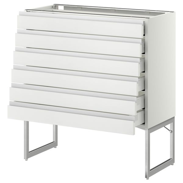 Напольный шкаф 6 фронтальных панелей, 6 нижних ящиков МЕТОД / МАКСИМЕРА, белый, Нодста белый - схема-чертеж с размерами