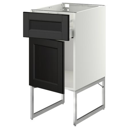 Напольный шкаф с ящиком, дверью МЕТОД / МАКСИМЕРА, белый, Лаксарби черно-коричневый