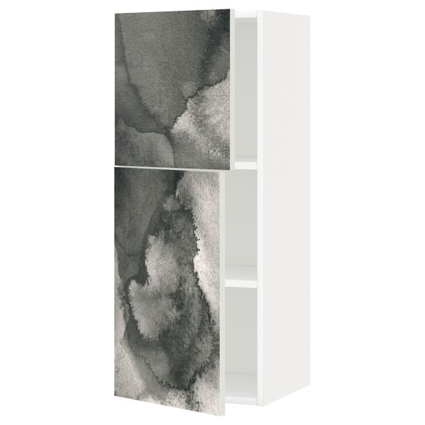 Навесной шкаф с полками, 2 дверцы МЕТОД, белый - схема-чертеж с размерами