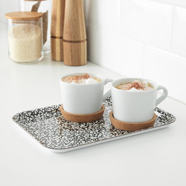 Поднос, черный/с рисунком 28x20 см IKEA ВОРКУЛ 803.995.38 - схема-чертеж с размерами