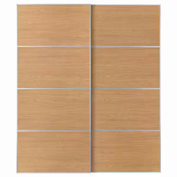 MEHAMN Пара раздвижных дверей - алюминий/двусторонний под дуб 200x236 см - фото 1