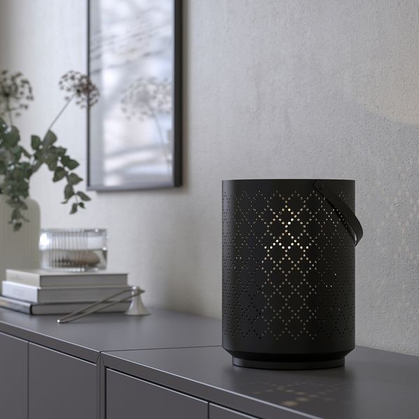 Фонарь для формовой свечи, черный, 22 см IKEA URSKILJA УРСКИЛЬЯ 005.097.10 - схема-чертеж с размерами