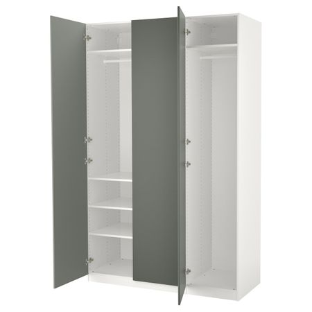 Гардероб, белый, Реинсволл серо-зеленый 150x60x236 см IKEA ПАКС 992.216.82