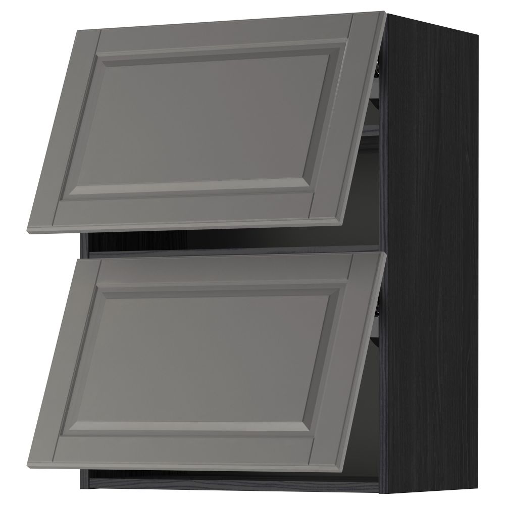 Навесной шкаф, 2 дверцы, горизонтальный МЕТОД, черный, Будбин серый - схема-чертеж с размерами