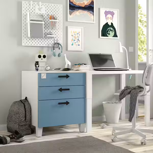 SMÅSTAD / PLATSA Комод с 3 ящиками - белый/синий 60x57x63 см - фото 3