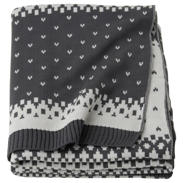 Плед СТЕНКРАССЕ, белый, серый (130x170 см) - фото 1