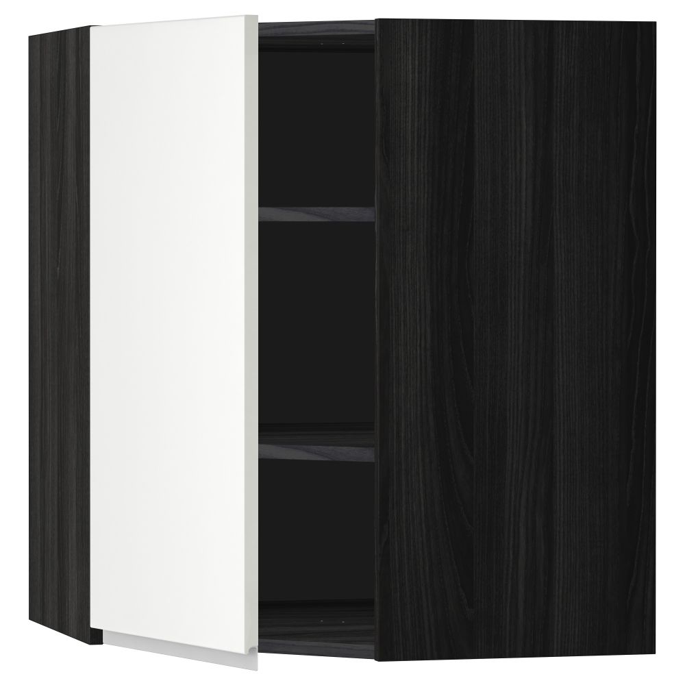 Угловой навесной шкаф с полками МЕТОД, черный, Нодста белый - схема-чертеж с размерами