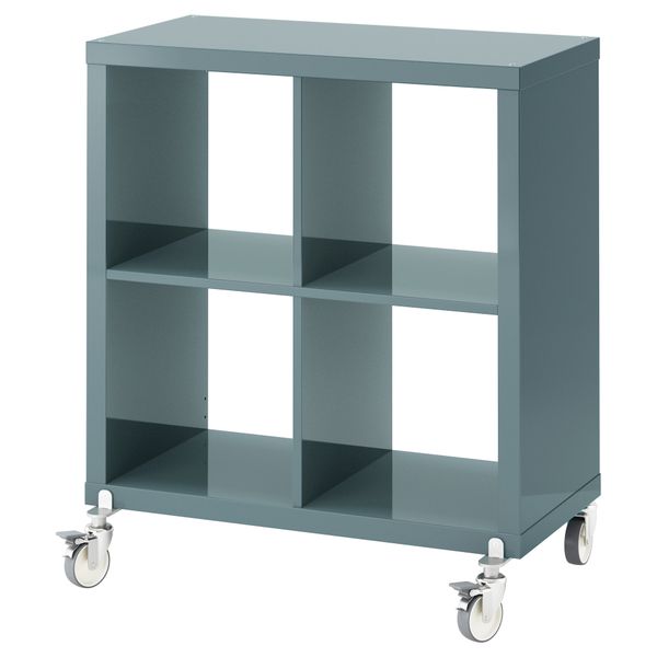 Стеллаж на колесиках КАЛЛАКС, глянцевый серо-бирюзовый (77x89 см) - фото 1