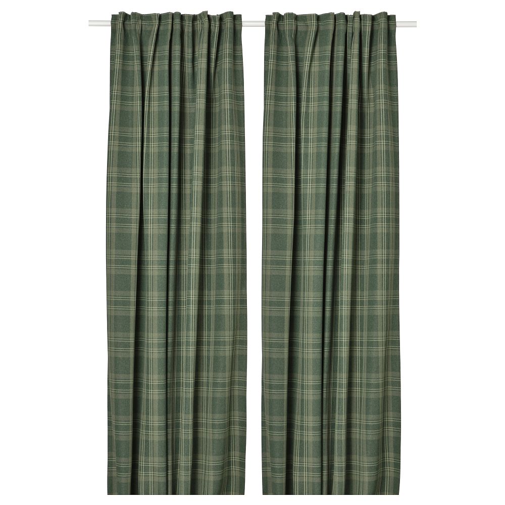 Затемняющие гардины, 2 шт., темно-зеленый, 145x300 см IKEA HÄGGVECKMAL 005.691.10 - фото 1