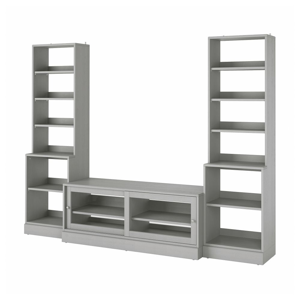 Шкаф для ТВ, комбинация, 282x47x212 см, серый IKEA HAVSTA ХАВСТА 093.861.87 - фото 1