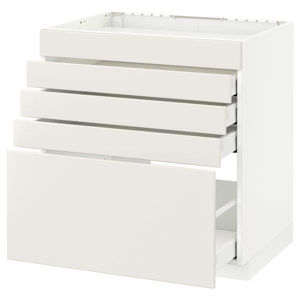 Напольный шкаф для варочной панели, 5 фасадов, 4 ящиков МЕТОД / МАКСИМЕРА, белый, Веддинге белый - схема-чертеж с размерами