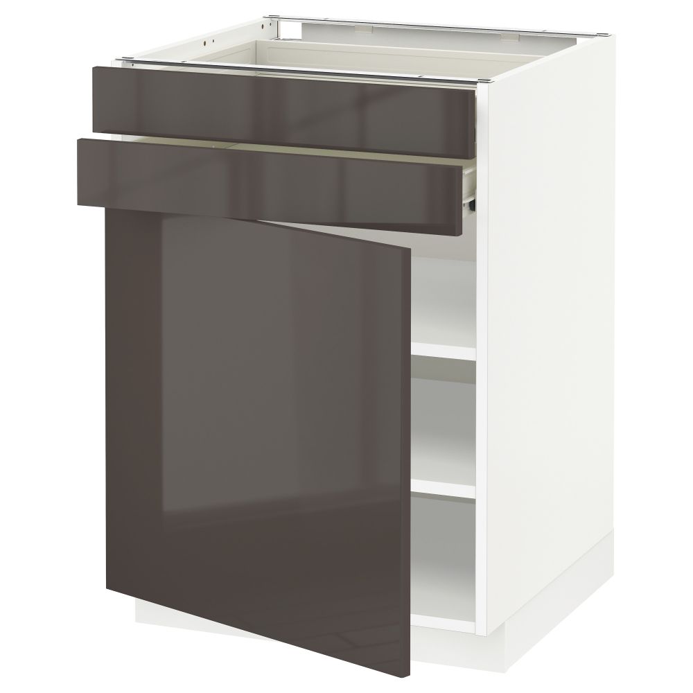 Напольный шкаф с дверцей, 2 ящиками МЕТОД / ФОРВАРА, белый, Рингульт серый - схема-чертеж с размерами