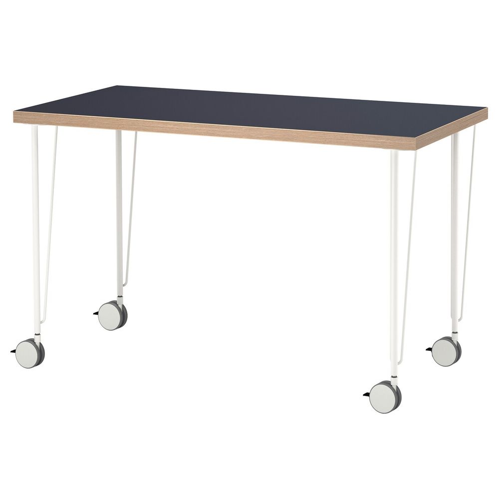 Стол, синий, белый, 120x60 см IKEA ЛИННМОН / КРИЛЛЕ 092.793.14 - фото 1