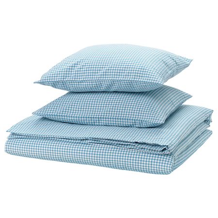 WEYMOUTHTALL Пододеяльник и 2 наволочки - синий белый/клетка 240x220/50x60 см