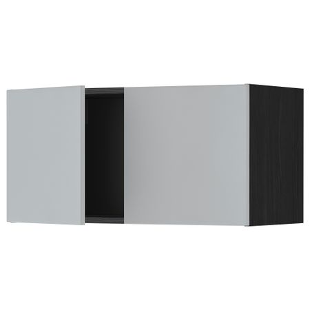Навесной шкаф с 2 дверями МЕТОД, черный, Веддинге серый (80x40 см)