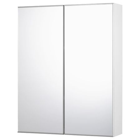 Зеркальный шкаф с 2 дверцами, белый 60x15x75 см IKEA FISKÅN ФИСКОН 804.976.28