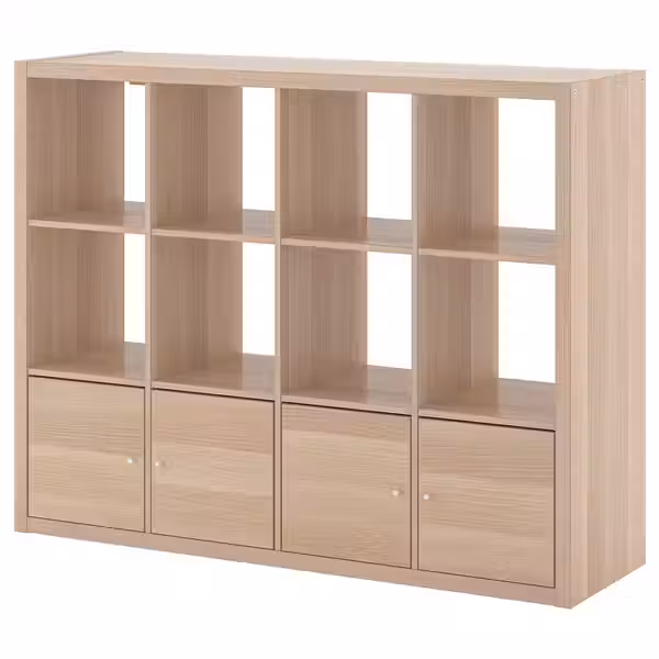 KALLAX Стеллаж с 4 вставками - под беленый дуб 147x112 см - фото 1