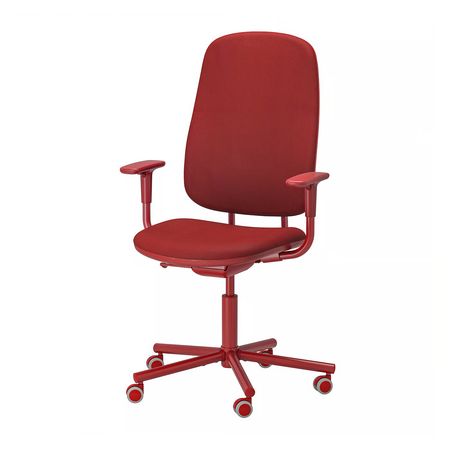 SMÖRKULL Рабочий стул с подлокотниками - Gräsnäs красный