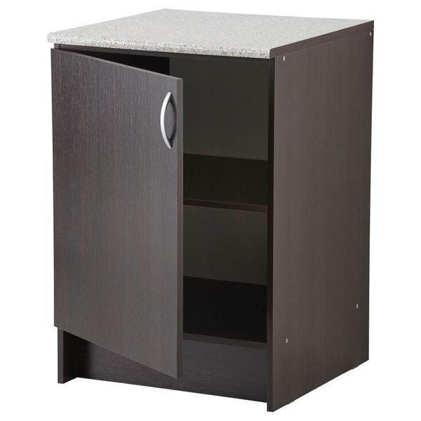 Напольный шкаф с дверью АЛЬБРУ, черно-коричневый (60x89 см) - схема-чертеж с размерами