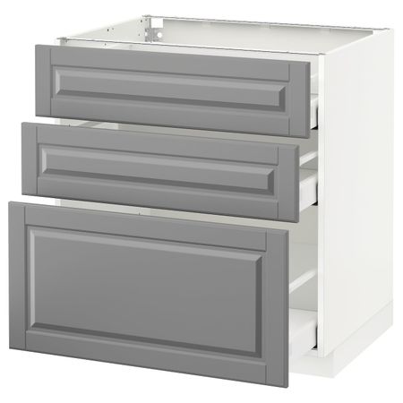 Напольный шкаф с 3 ящиками, белый/Будбин серый 80x60 см IKEA METOD МЕТОД / MAXIMERA МАКСИМЕРА 792.325.11