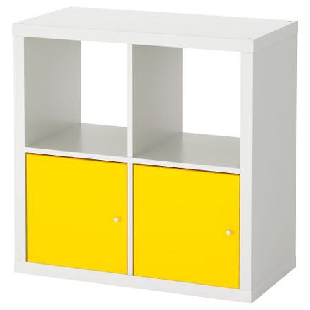 Стеллаж с дверцами КАЛЛАКС, белый/желтый (77x77 см)