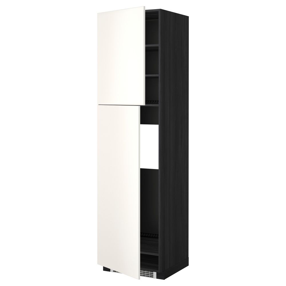 Высокий шкаф для холодильника, 2 дверцы МЕТОД, черный, Веддинге белый - схема-чертеж с размерами