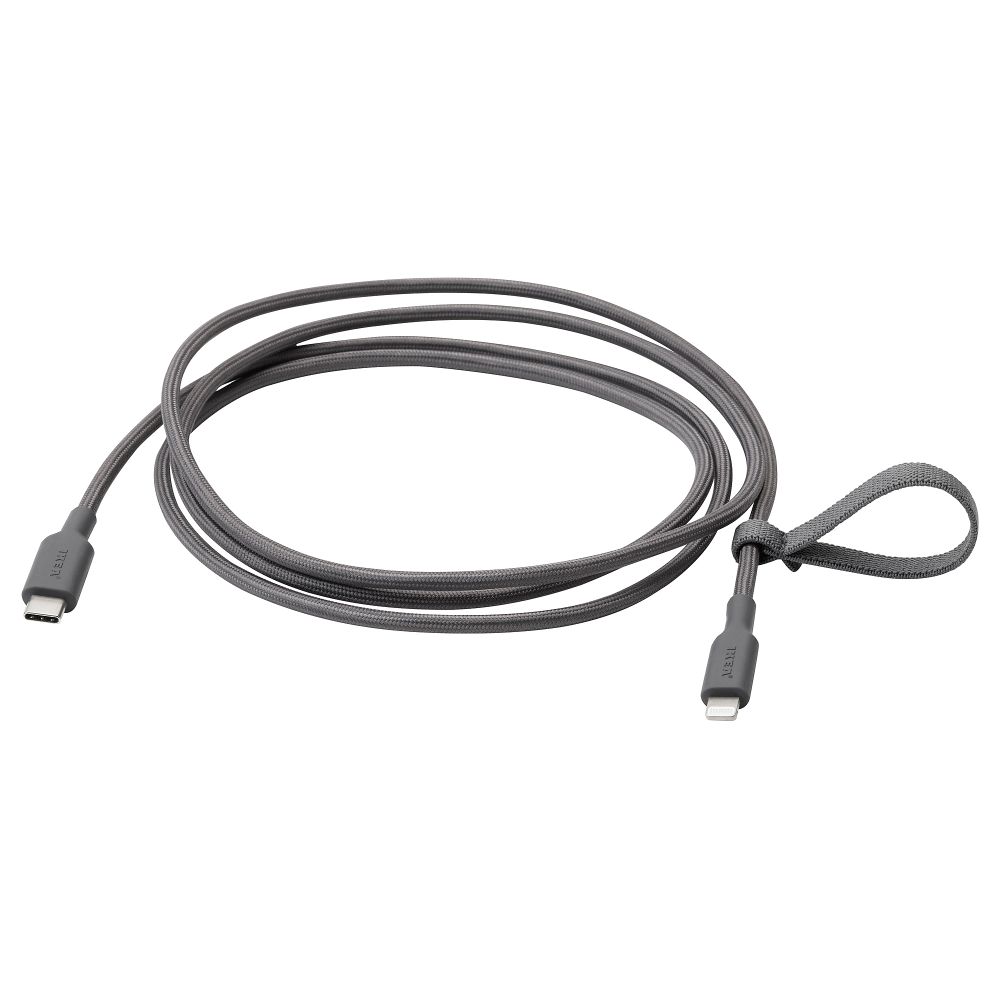 Кабель USB-C–lightning, темно-серый, 1.5 м IKEA LILLÅNGEN ЛИЛЛОНГЕНHULT ЛИЛЛЬХУЛЬТ 605.281.45 - фото 1