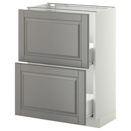 Напольный шкаф с 2 ящиками МЕТОД / ФОРВАРА, белый, Будбин серый
