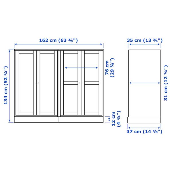 Комбинация для хранения с стеклянная двр, серый 162x37x134 см IKEA HAVSTA ХАВСТА 892.660.58 - фото 8
