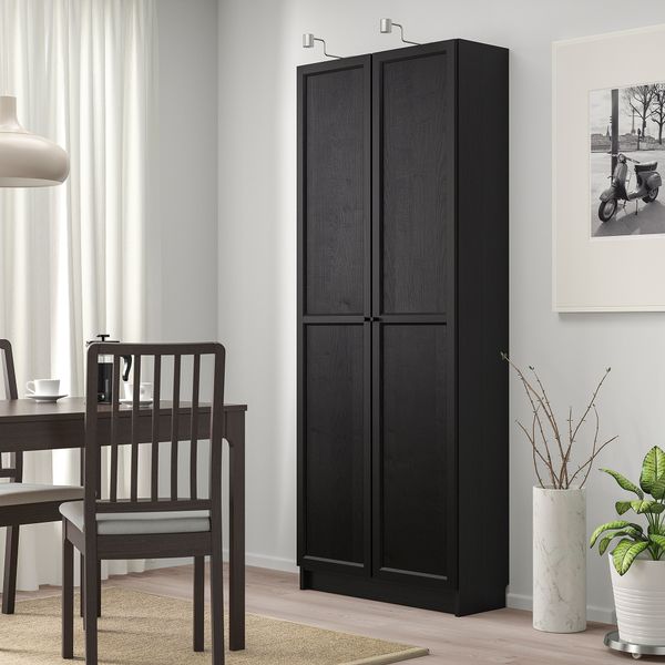 Стеллаж с дверьми, 80x30x202 см, черно-коричневый IKEA BILLY БИЛЛИ 692.873.49 - фото 3