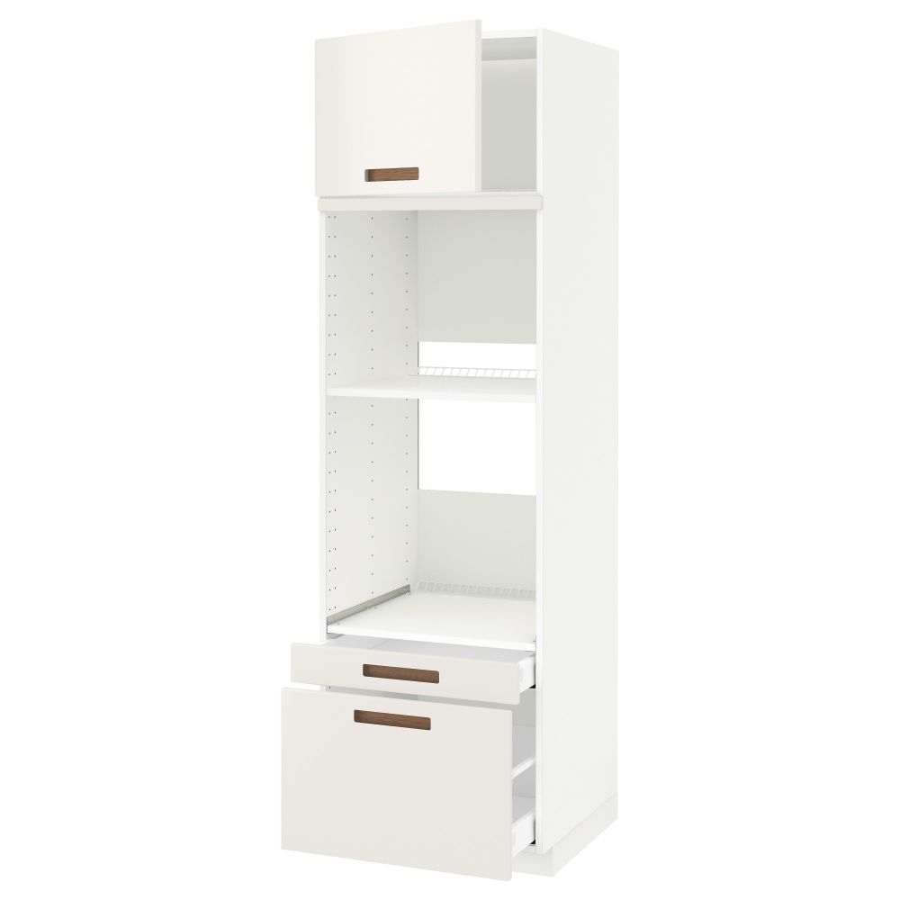 Высокий шкаф для духовки комбинированный, духовка + дверца, 2 ящика МЕТОД / МАКСИМЕРА, белый, Мэрста белый - схема-чертеж с размерами