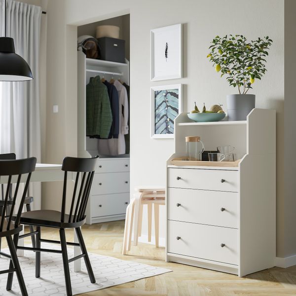 Комод с 3 ящиками/полкой, белый 70x116 см IKEA HAUGA ХАУГА 504.072.95 - фото 5