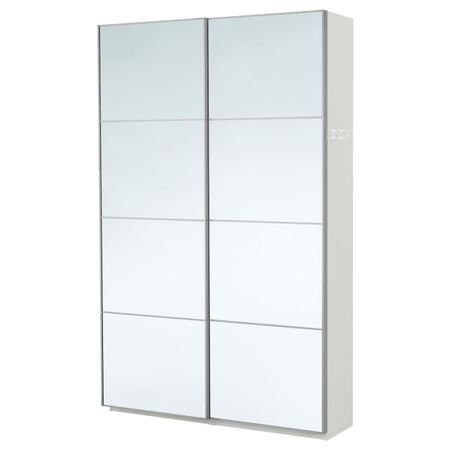 Гардероб, белый, Аули зеркальное стекло, 150x44x236 см IKEA ПАКС 793.033.82