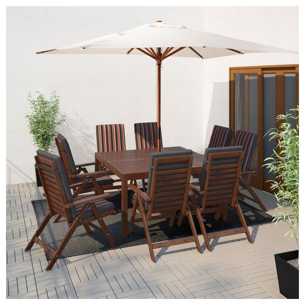 Стол + 8 кресел ЭПЛАРО, коричневая морилка, Экерон черный - фото 2