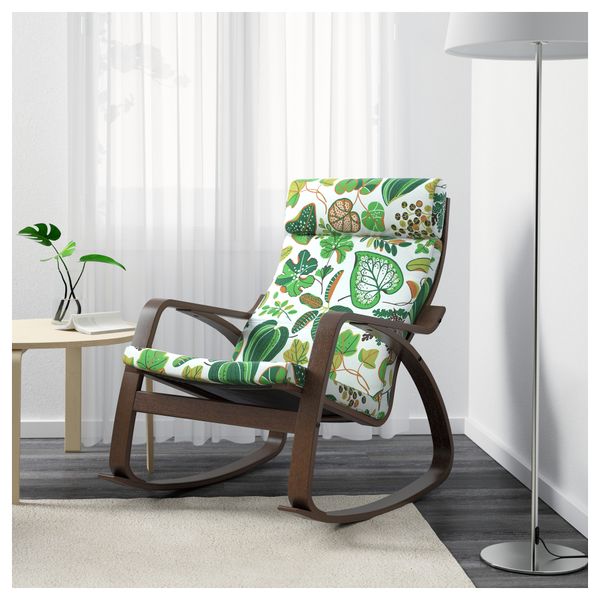 Кресло-качалка ПОЭНГ, коричневый, Симмарп зеленый - фото 2