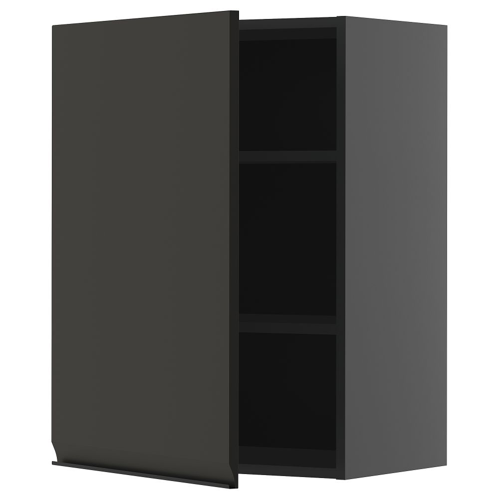 Навесной шкаф с полками, черно-серый, Upplöv матовый антрацит, 60x80 см IKEA METOD МЕТОД 195.881.61 - фото 1