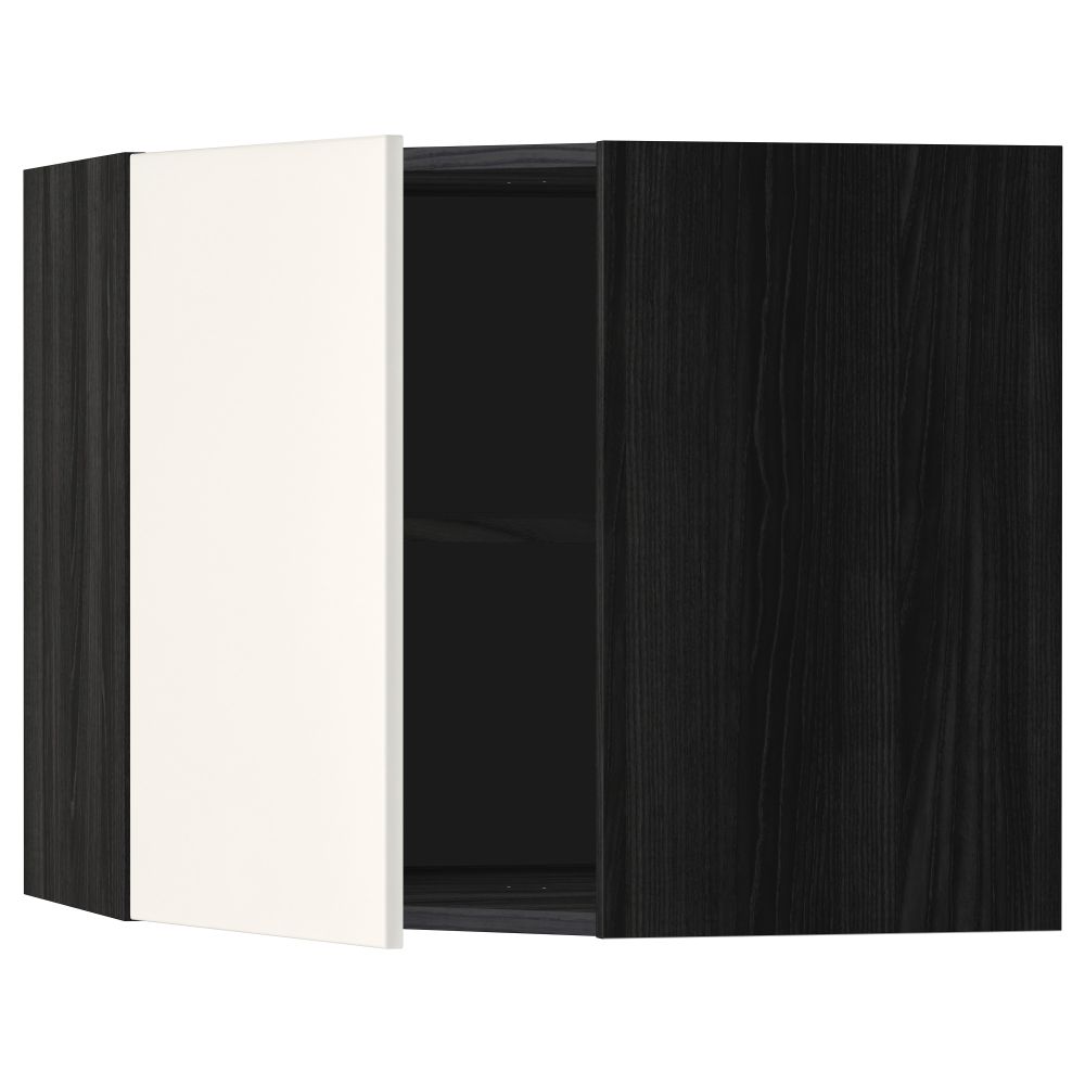 Угловой навесной шкаф с полками МЕТОД, черный, Веддинге белый - схема-чертеж с размерами