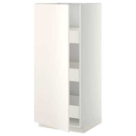 Высокий шкаф с ящиками, белый/Веддинге белый 60x60x140 см IKEA МЕТОД / ФОРВАРА 093.660.90
