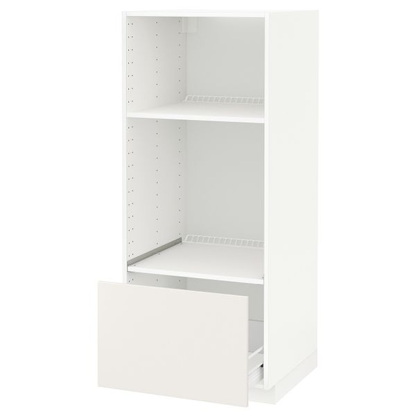 Высокий шкаф с ящиком для духовки/СВЧ, белый, Веддинге белый 60x60x140 см IKEA МЕТОД / ФОРВАРА 192.647.84 - схема-чертеж с размерами