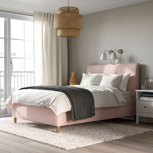 Кровать с отделением для хранения, 140x200 см, Gunnared бледно-розовый IKEA IDANÄS ИДАНЭС 804.471.67 - фото 3