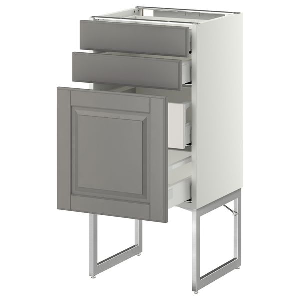 Напольный шкаф 3 фронтальных панели, 2 нижних, 2 средних ящика МЕТОД / МАКСИМЕРА, белый, Будбин серый - схема-чертеж с размерами