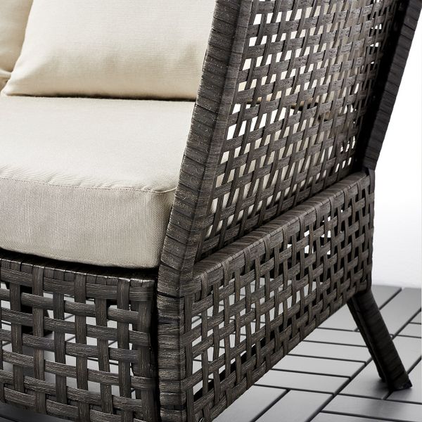 2-местный модульный диван, садовый, черно-коричневый/Холло бежевый 160x80x85 см IKEA КУНГСХОЛЬМЕН 992.288.05 - фото 3