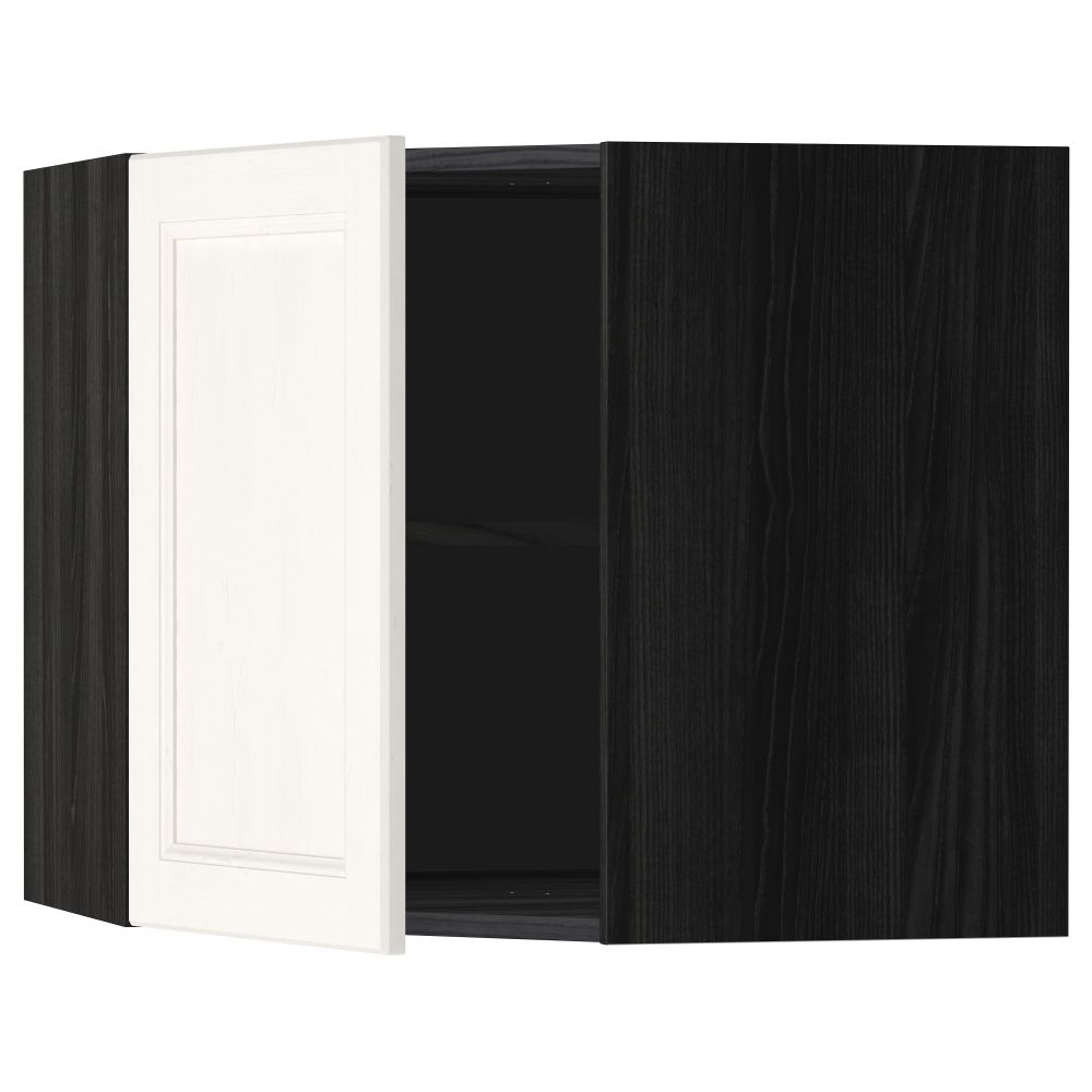 Угловой навесной шкаф с полками МЕТОД, черный, Лаксарби белый - схема-чертеж с размерами